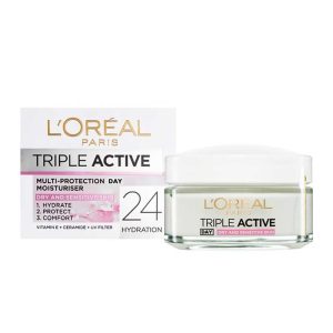 کرم آبرسان لورآل پوست حساس مدل تریپل اکتیو L'Oréal Triple Active-کرم نرم کننده پوست خشک لورال مدل تریپل اکتیو