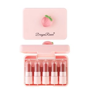 پک رژلب مینی دراگون مدل هلو-خرید پک رژلب جامد 5 عددی مینی دراگون رانی مدل هلو Dragon Ranee